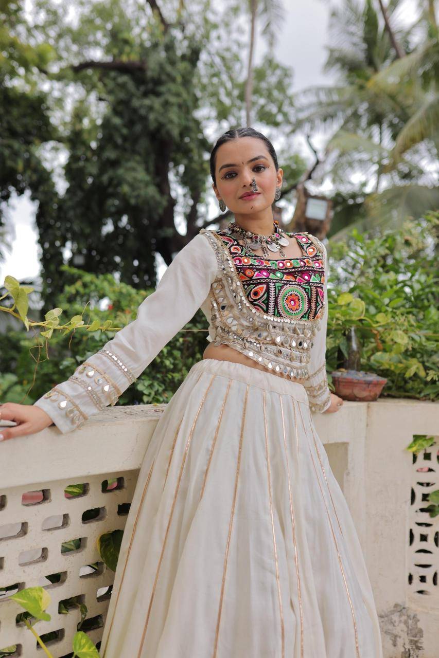 NAVRATRI LW 7145 Roman White Indian lehenga choli wholesale supplier